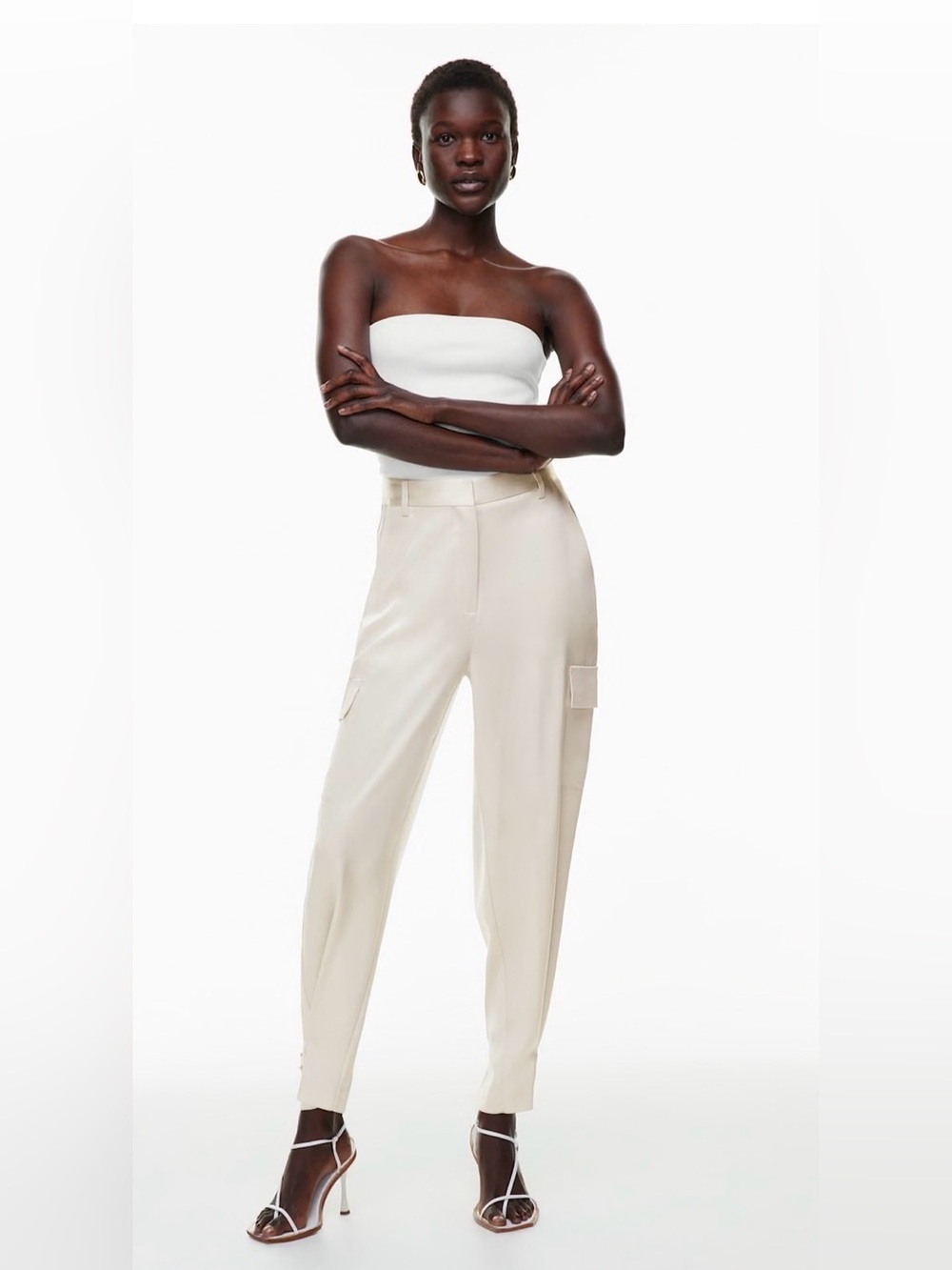 BABATON Sz 4 Refined Cargo Pants Matte Pearl Many Pockets Hem Buckle NEW W/ TAG